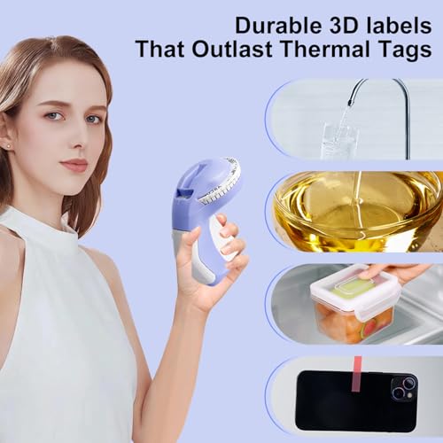 Embossed Label Maker (Includes Tape), Vintage Embossing Label Machine, Comes with 6 Rolls of 3D Embossed Labels, Suitable for Office and DIY Use—Purple