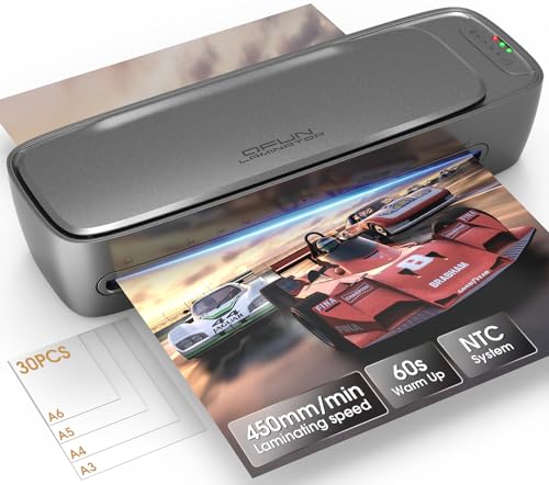 Qfun 11x17 Laminator Machine 13 Inch with 30 Laminating Sheets for Teachers - color: Gray