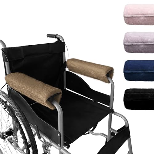SPRING SEAON Wheelchair Armrest Pads Covers Fuzzy Desk Chair Arm Pads Soft - color: Brown