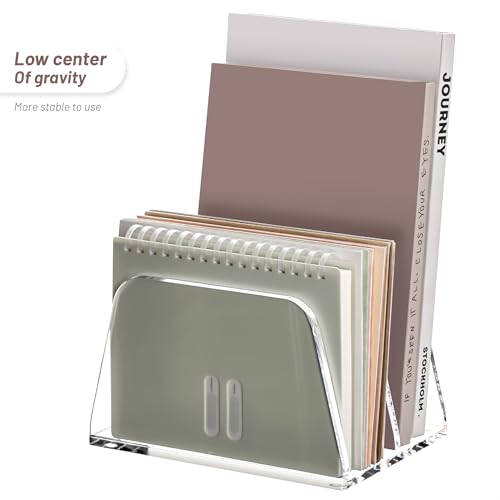 SANRUI Acrylic Mail Organizer for Desk, Mail Holder with 2-Slot, Clear - size: 2 Slots
