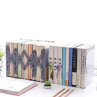 Adjustable Bookends Metal Book Ends for Heavy Book Holder Heavy Duty Bookends Nonskid Bookcase Desktop Book Organizer Binder Holder - color: Simple Grey