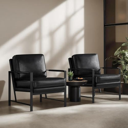 Yaheetech Mid-Century Modern Accent Chairs Set of 2, Black - color: Black, size: Set of 2