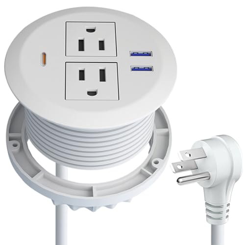 3-inch Desktop Power Grommet,PD30W USB-C,6.3ft Cord,White - color: White, size: 1pcs-6.26 ft Cord