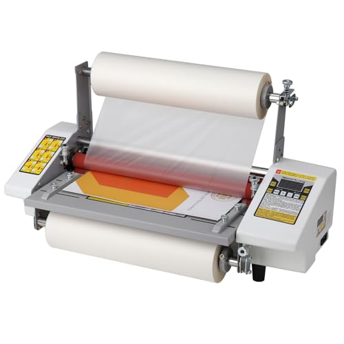 13.5" Laminator Machine High Speed Hot and Cold Roll Laminating Machine Single/Dual Sides with Digital Display for A3/A4 Paper Lamination, Speed Adjustable 3 Minute Warm-Up, 110V (Film not Included)