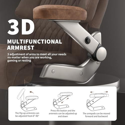 700lbs Big and Tall Office Chair, Large Heavy Duty Computer Desk Chair - color: Gold Brown