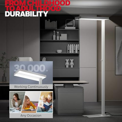 Honeywell 02E LED Floor Lamp, 8000LM Sunturalux Eye Caring Standing Light | 4000K 80W Natural Daylight Dimmable Reading Lamp, Modern Floor Lamp for Home Office Living Room Bedroom - style: 8000LM