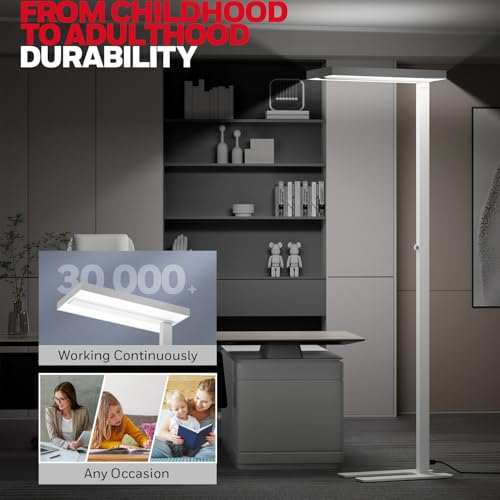 Honeywell 02E LED Floor Lamp, 16000LM Sunturalux Eye Caring Standing Light | 4000K 155W Natural Daylight Dimmable Reading Lamp, Modern Floor Lamp for Home Office Living Room Bedroom - style: 16000LM