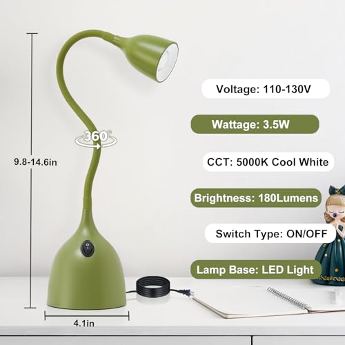 EJIAXIN Desk Lamp for College Dorm Room - LED Reading Light, Green - color: Green