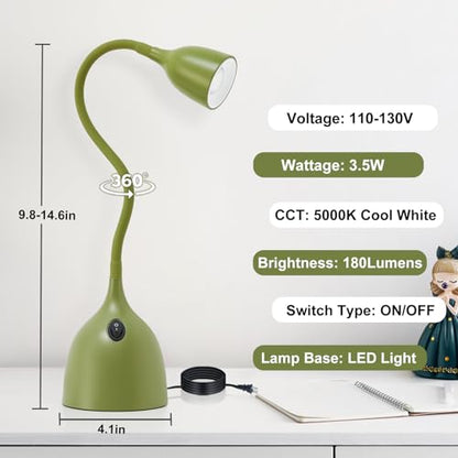 EJIAXIN Desk Lamp for College Dorm Room - LED Reading Light, Green - color: Green