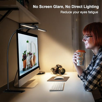 24W Led Desk Lamps with Base for Office Home, 31.5-in Double Head, Black - color: Base-Black