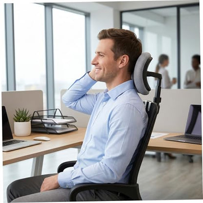 Office Chair with headrest, Office Chair Headrest Attachment, Ergonomic Mesh No-Drill Easy Install Adjustable Height & Angle, M - color: M
