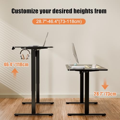63"x24" Standing Desk, Height Adjustable Sit-Stand Home Office, Black | Electric Adjustable Standing Desk, Sit to Stand Computer Office Desk with Splice Board, Memory Preset, Lifts 28.7''-46.5" - color: Black Frame-black, size: 63-inch