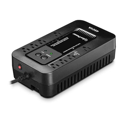 CyberPower EC450G Ecologic Battery Backup & Surge Protector UPS System, 450VA/260W, 8 Outlets, ECO Mode, Compact Uninterruptible Power Supply - style: 450VA