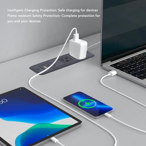 Intelligent Power Outlet with USB Type C, Fast Charging 20W, 2 Sockets, Fire Flush Mount Outlet for Office Desk, Home