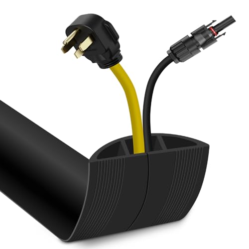 JAHOMFAI Floor Cord Cover 10FT Cord Covers for Wires on Floor Protect Wires & Prevent Trip Hazards, Easy to Cut for Home, Office, School, Concerts, Cavity W0.6in x H0.32in - color: Black, size: D50 - 10FT