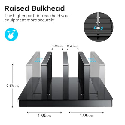 OMOTON Vertical Laptop Stand, Black Acrylic Dual Holder for MacBook Gaming - size: Dual-Black