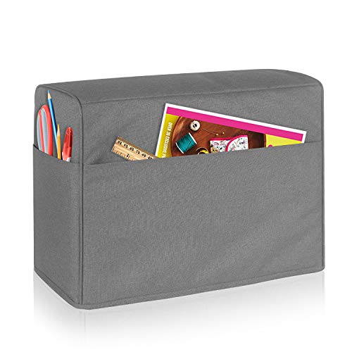 Luxja Sewing Machine Dust Cover Compatible with Brother & Singer, Gray | Cover with Pockets for Extra Accessories - color: Gray