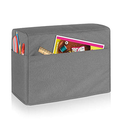 Luxja Sewing Machine Dust Cover Compatible with Brother & Singer, Gray | Cover with Pockets for Extra Accessories - color: Gray