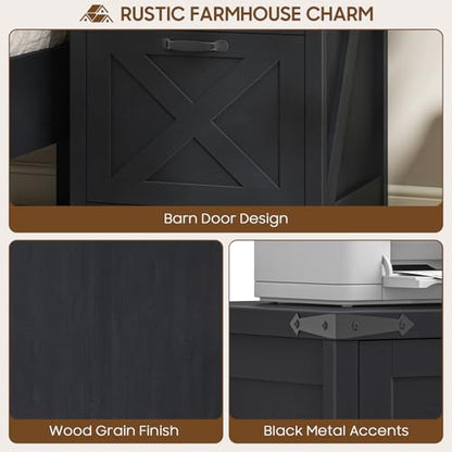 Halitaa Small Farmhouse File Cabinet with 3 Drawers for Home Office, Black | Halitaa Vertical Filing Cabinet Fits Letter and A4 Size, Farmhouse Printer Stand, Under Desk Wooden File Cabinet - color: Black, size: 3 Drawers