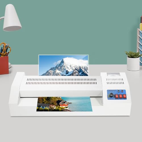 Electric Thermal Laminator Machine,A4/A3 Paper Hot/Cold Roll 12.6inch Laminating Width Device with with Four Rollers and a Switching Button for Offices Homes Schools