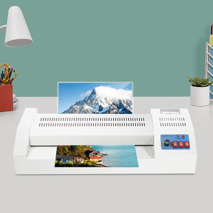 Electric Thermal Laminator Machine,A4/A3 Paper Hot/Cold Roll 12.6inch Laminating Width Device with with Four Rollers and a Switching Button for Offices Homes Schools