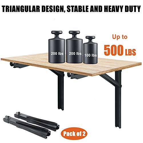 WALMANN 24" Folding Shelf Brackets, Heavy Duty Collapsible Brackets for Shelves Wall Mounted Hinges Space Saving Folding Bracket for Table Bench - size: 24 Inch