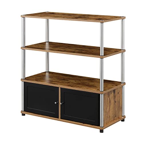 Convenience Concepts Designs2Go Highboy TV Stand with Storage Cabinets and Shelves for TVs up to 40 Inches, Barnwood - color: Barnwood