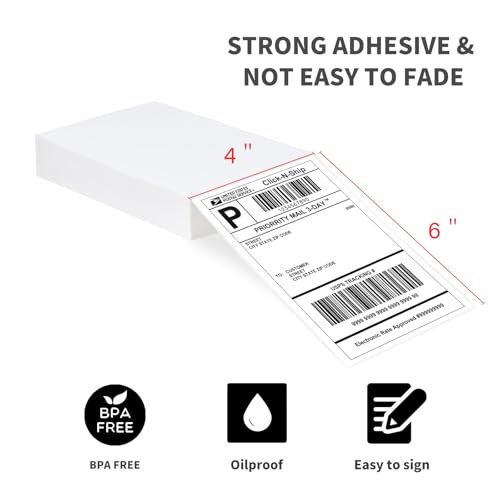 L LIKED 200 4x6 Thermal Labels Fanfold, Direct Thermal Shipping Labels - Perforated and Strong Adhesive - size: 200 Labels