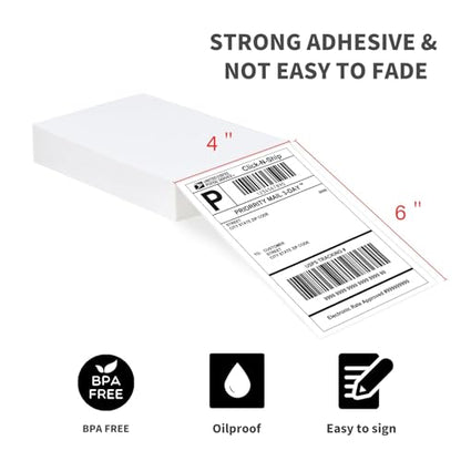 L LIKED 200 4x6 Fanfold Thermal Labels, Direct Thermal Shipping Labels | BPA Free, Clear Printing, Perforated, Strong Adhesive, Compatible with Most Thermal Printers - size: 200 Labels