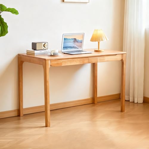 47"x24" Solid Wood Desk with Drawers,Wood Writing Desk for Small Spaces, Home Office Desks for Work,Gaming Study PC Desk for Bedroom,Student Computer Desks(Natural Wood Color, 47 inch) - color: Natural Wood Color, size: 47 inch