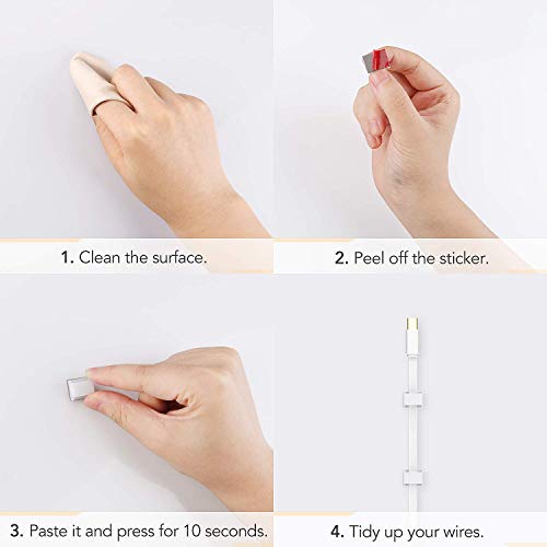 AGPTEK Flat Ethernet Cable Clips, 100 PCS Adhesive Wire Clips, White - color: White, size: 100 PCS