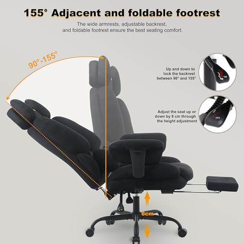 Symino Ergonomic Gaming Chair with Footrest & 155° Recline - color: Black-horn