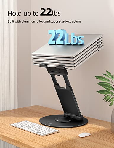 Nulaxy 18" Height Telescopic 360 Rotating Aluminum Laptop Stand Desk, Black | Ergonomic Computer Holder Riser with Heat-Vent, Standing Desk Converter Holds 22 Lbs for Office Desk Use Fits 10-17" Laptops - color: C-Black