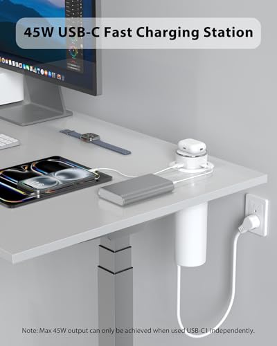 Motorized Pop Up Countertop Outlet with 45W USB C Charging Station | 4AC Outlets & 4 USB & 15W Wireless Charger, 3.15in Hole PopUp Power Electrical Outlets for Kitchen Desktop Counter - color: White