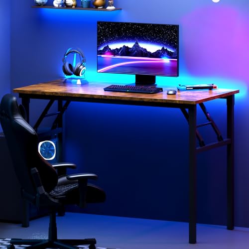 DlandHome 31.5 Inch Small Folding Computer Desk for Home Office, Retro - color: Retro, size: 31.5 Inches