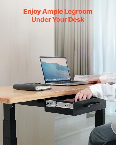 VEVOR Under Desk Drawer Slide Out, 13 inch Attachable Desk Drawer for Sit Stand Workstation, Hidden Under Counter Drawers for office Home, Black - size: 13inch