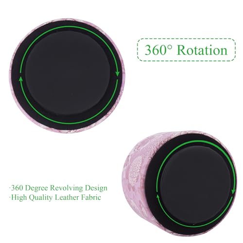 Round Leather Art Supply Organizer,Remote Control Holder,360 Degree Spinning,Multi-Functional Pencil Holder,4 Compartments Desktop Stationary Organizer(1-Purple Bird) - color: 1-Purple Bird