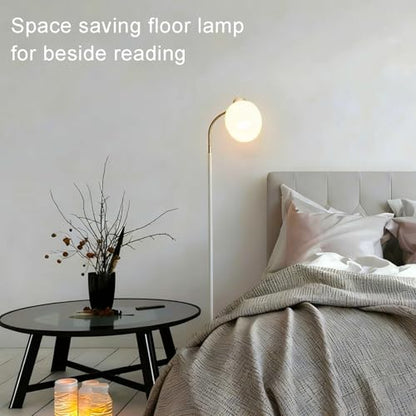 Adjustable Reading Floor Lamp,360°Rotatable Shade,3CCT LED Bulb Include,White Gooseneck - color: White Glass Shade