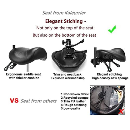 Kaleurrier Saddle Stool with Back Support,Rolling Saddle Chair for Salon - color: Black, style: With Back
