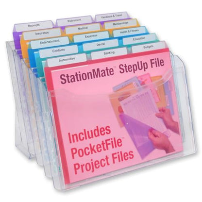 Ultimate Office Step UP File Desktop Organizer Plus 18 Color Poly Folders - style: 1Desk File + 3rd-Cut