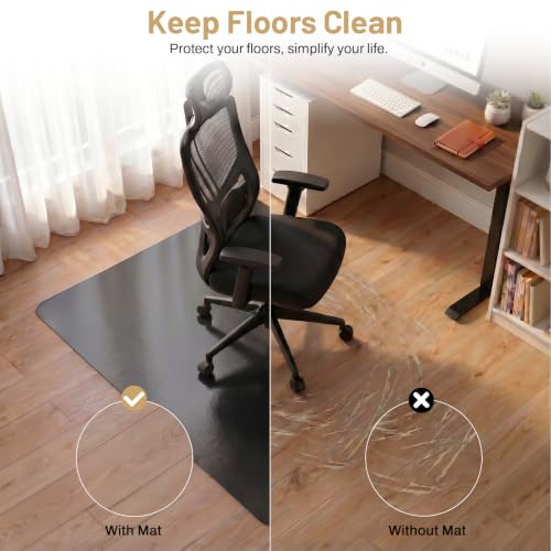 Black Hardwood Floor Chair Mat, Heavy Duty Plastic Desk Protector | 36" x 48" Durable Mat for Rolling Desk Chairs, Protects Tile, Laminate, Vinyl Floors in Home Office and Gaming Rooms - size: 36x 48inch- black
