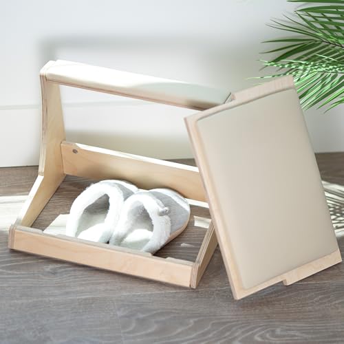 VIVO Light Wood Under Desk Footrest with Hidden Shoe Storage, STAND-FT03
