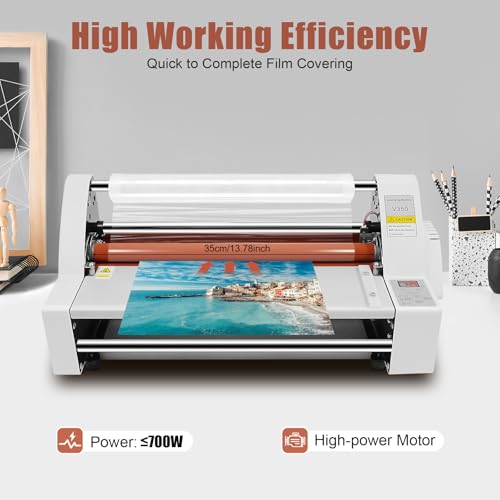 V350 Hot Cold Roll Laminator, 110V Electronic Laminating Machine with Two Heating Modes and Electronic Temperature Control for Photo & Document Lamination