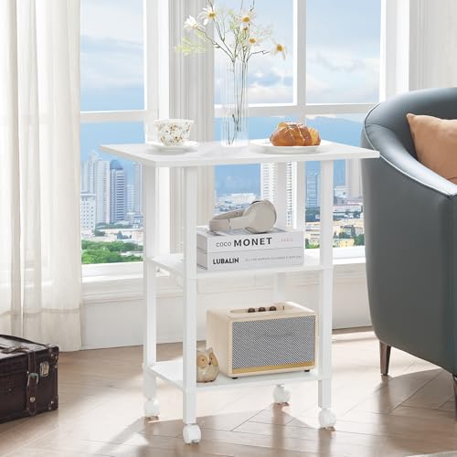 YUFAM 3 Tier Home Printer Stand with Storage, White - color: White, size: 15.75"D×23.65"W×25.7"H