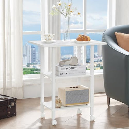 YUFAM 3 Tier Home Printer Stand with Storage, White - color: White, size: 15.75"D×23.65"W×25.7"H