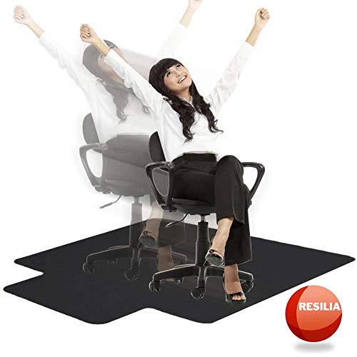 RESILIA Office Desk Chair Mat with Lip - for Low Pile Carpet (with Grippers) Black, 45 Inches x 53 Inches, Made in The USA - color: Black, size: 45" x 53" with lip