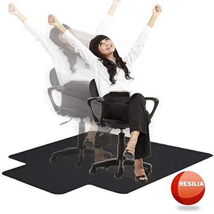 RESILIA Office Desk Chair Mat with Lip - for Low Pile Carpet (with Grippers) Black, 36 Inches x 48 Inches, Made in The USA - color: Black, size: 36" x 48" with lip