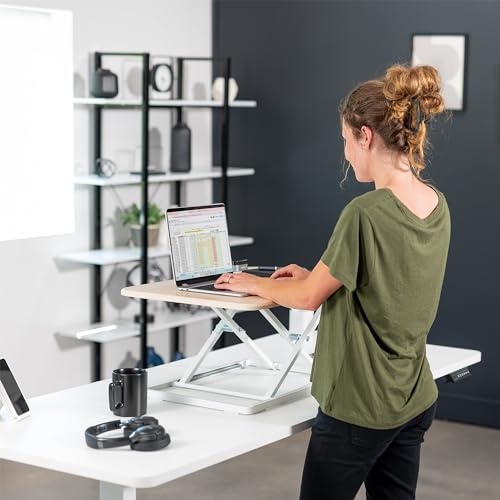 VIVO Light Wood 26 in Single Top Standing Desk Converter, DESK-V001JF - color: Light Wood, size: 26"