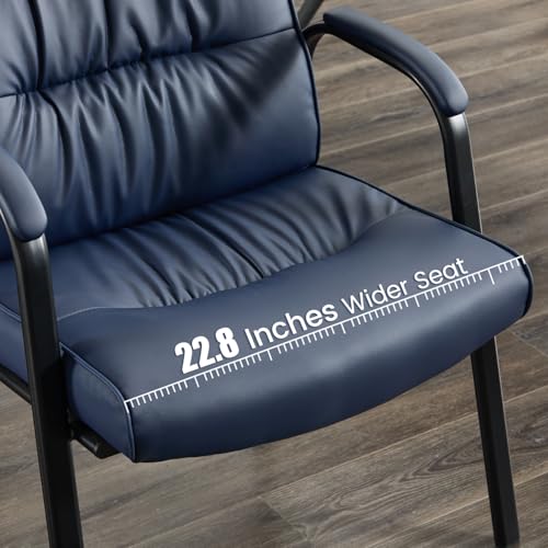 Big&Wide Office Guest Reception Chair Set of 6, Conference Room Chairs Waiting Room Chairs 6 Pack, Modern Leather Office Desk Chair No Wheels(Navy Blue) - color: Navy Blue, size: 6 Pack
