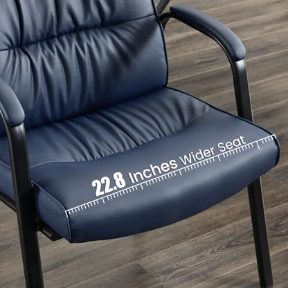 Big&Wide Office Guest Reception Chair Set of 6, Conference Room Chairs Waiting Room Chairs 6 Pack, Modern Leather Office Desk Chair No Wheels(Navy Blue) - color: Navy Blue, size: 6 Pack